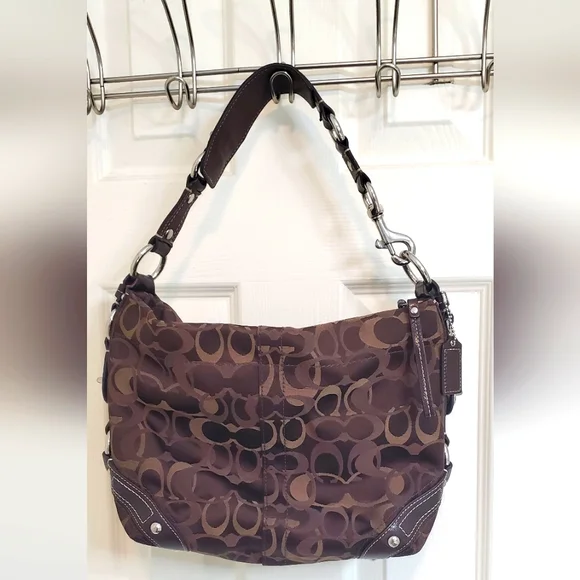 Coach | Bags | Coach Carly Optic Brown Signature Hobo Bag